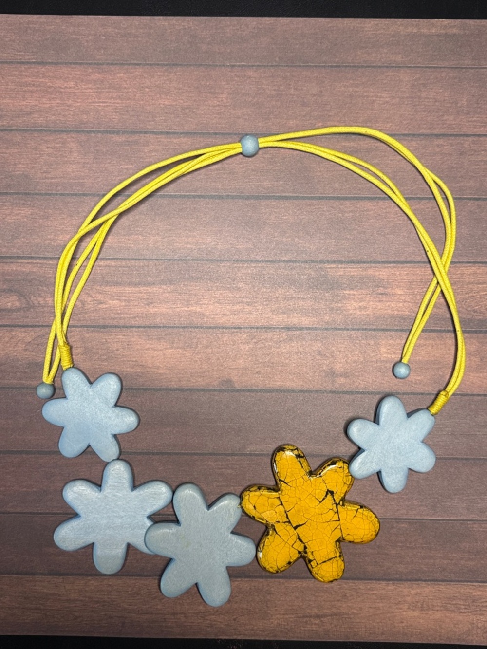 Kids Yellow and Gray Flower Bead Necklace